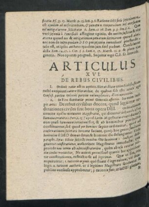 Articulus XVI. De Rebus Civilibus.