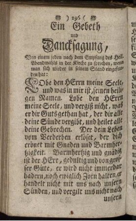 Ein Gebeth und Dancksagung ...