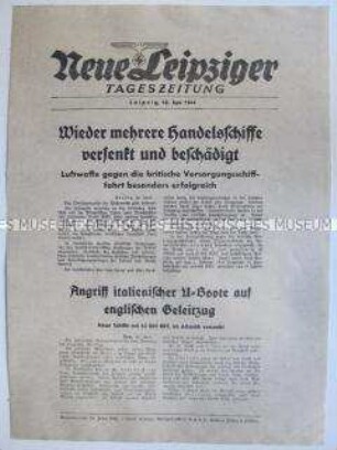 Extrablatt der "Neuen Leipziger Tageszeitung" zum Krieg gegen die britische Handelsschifffahrt
