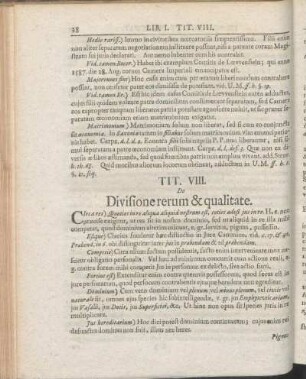 Tit. VIII. De Divisione rerum & qualitate.