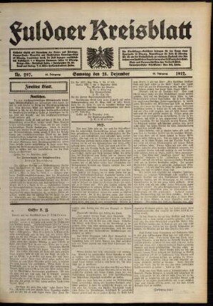 Zweite Ausgabe vom Samstag, den 28. Dezember 1912.