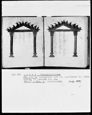 Evangeliar aus Sankt Mauritius in Mainz — ---, Folio 4rectoKanontafel