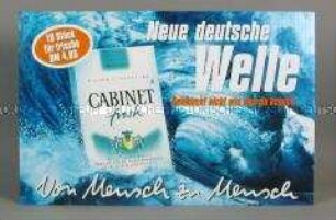 Werbeschild (beidseitig) mit Werbeaufdruck für "CABINET fresh"-Zigaretten, "Neue deutsche Welle"