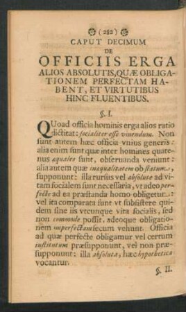 Caput Decimum. De Officiis Erga Alios Absolutis, Quae Obligationem Perfectam Habent, et Virtutibus Hinc Fluentibus.
