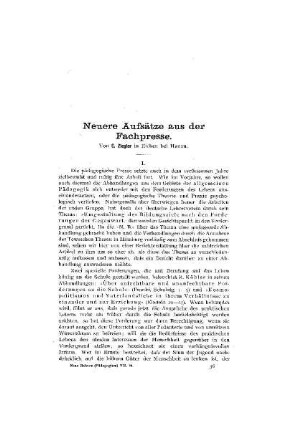 Neuere Aufsätze aus der Fachpresse