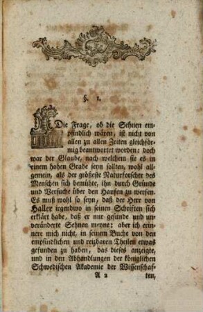 Versuche und Erfahrungen über die Empfindlichkeit der Sehnen