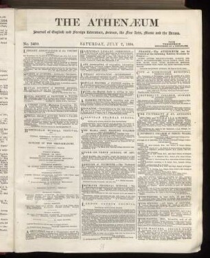 THE ATHENAEUM Journal of English and foreign Literature, Science, the fine Arts, Music and the Drama.