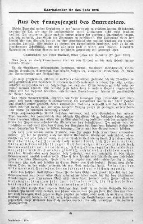 Aus der Franzosenzeit des Saarreviers