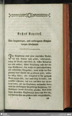 Erstes Kapitel. Von langwierigen, und verborgenen Entzündungen überhaupt
