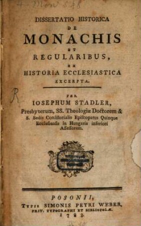 Dissertatio historica de monachis et regularibus