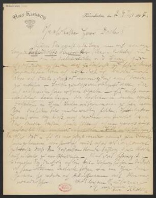 Brief an Ludwig Strecker  an B. Schott's Söhne : 25.09.1897
