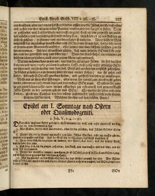 227-236, Epistel am I. Sonntage nach Ostern oder vor Quasimodogeniti