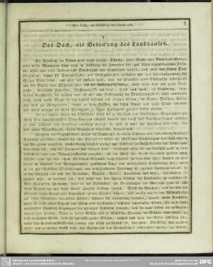 V. Das Dach, als Bedeckung des Landhauses