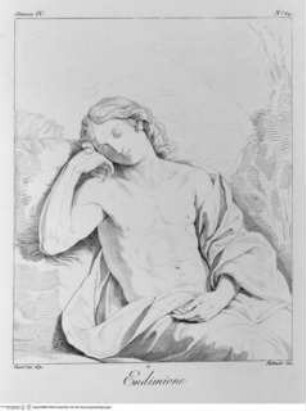 Choix de gravures à l'eau forte, d'après les peintures originales et les marbres de la galerie de Lucien Bonaparte : 142 gravures, Londres : Bulmer [u.a.], 1812. - 7, [142] S. : Ill. ; 2°, Endymion (Taf. 107)