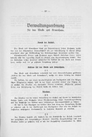 Verwaltungsordnung für das Werk- und Armenhaus.