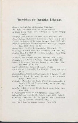 Verzeichnis der benutzten Litteratur.