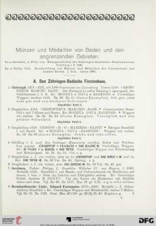A. Das Zähringen-Badische Fürstenhaus (Nr. 1-330)