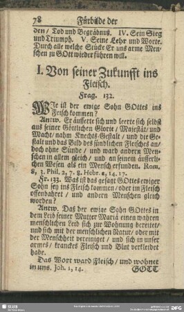 I. Von seiner Zukunfft ins Fleisch