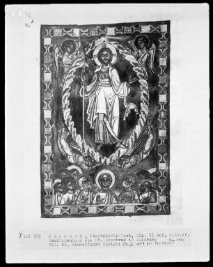 Perikopenbuch aus dem Benediktinerinnenkloster Sankt Erentrud auf dem Nonnberg — Himmelfahrt Christi, Folio 60recto