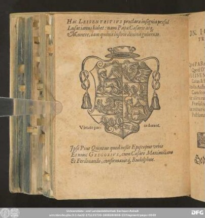 Haec Leisentritius praeclara insignia praesul Lusatianus habet ...