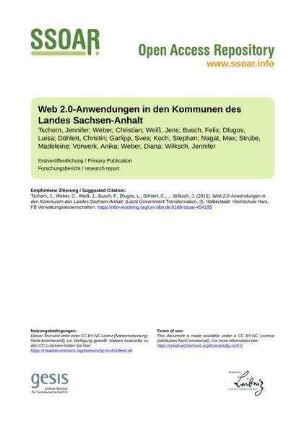 Web 2.0-Anwendungen in den Kommunen des Landes Sachsen-Anhalt