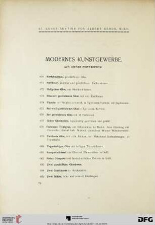 Modernes Kunstgewerbe. Aus Wiener Privatbesitz (Nr. 670-768)