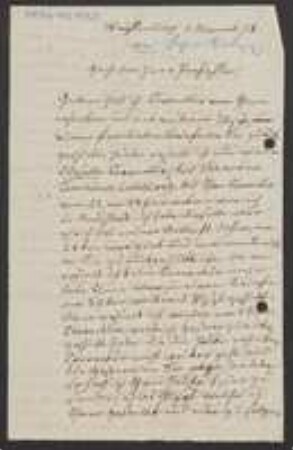 Brief von Friedrich Wilhelm Schultz an Unbekannt