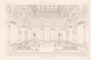 Palais Kronenberg, Warschau: Perspektivische Innenansicht Haupttreppe (aus: Atlas zur Zeitschrift für Bauwesen, hrsg. v. G. Erbkam, Jg. 24, 1874)
