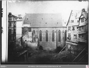Johanniterkirche (Schnurgasse 1 / Fahrgasse 61 ), rechts Rückseite Fahrgasse 59 und 57