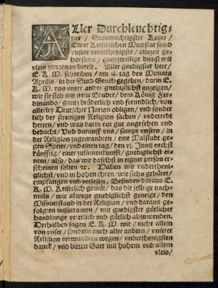 Aller Durchleuchtigster/ Grosmechtigster Keiser ...