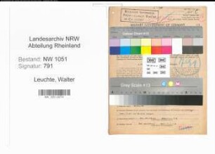 Entnazifizierung Walter Leuchte , geb. 09.01.1900 (Kaufmaennischer Angestellter)