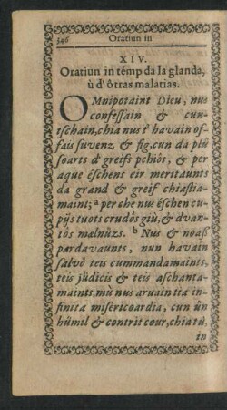 XIV. Oratiun in temp da la glanda, u d' otras malatias.