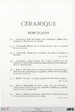 Céramique (Nr. 314-364)