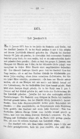 1571. Tod Joachim's II.