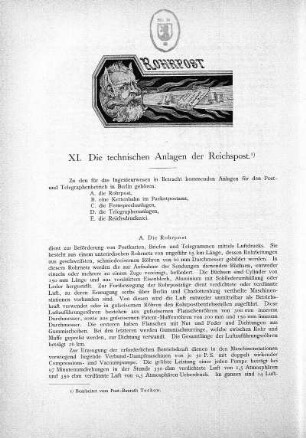 XI. Die technischen Anlagen der Reichspost