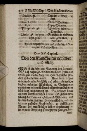 Das XV. Capitel. Von den Kranckheiten der Leber und Miltz.
