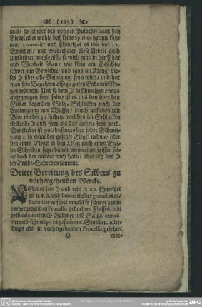 Dritte Bereitung des Silbers zu vorhergehenden Wercke