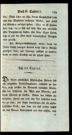 Achtes Capitel. [Leucipp und Demokrit]
