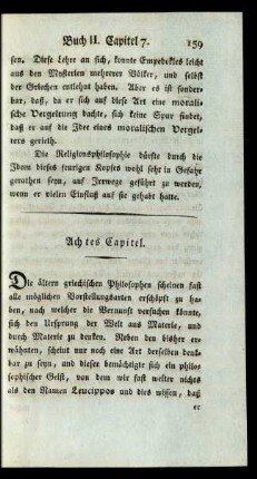 Achtes Capitel. [Leucipp und Demokrit]
