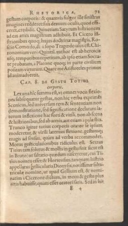 Cap. 8. De Gestu Totius corporis.