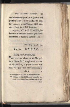 Lettre LXXIV.