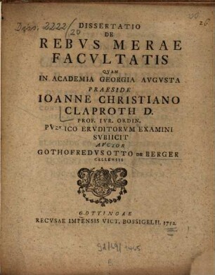 Dissertatio De Rebvs Merae Facvltatis