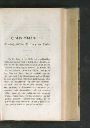 Sechste Abtheilung. Sinnlich-sittliche Wirkung der Farbe
