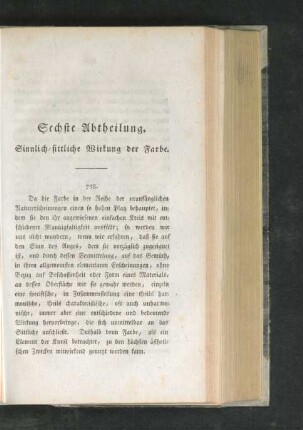 Sechste Abtheilung. Sinnlich-sittliche Wirkung der Farbe