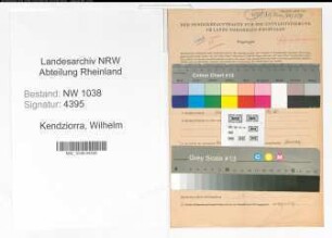 Entnazifizierung Wilhelm Kendziorra , geb. 07.10.1893 (Bergmann)