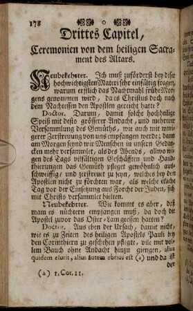 Drittes Capitel, Ceremonien von dem heiligen Sacrament des Altars.