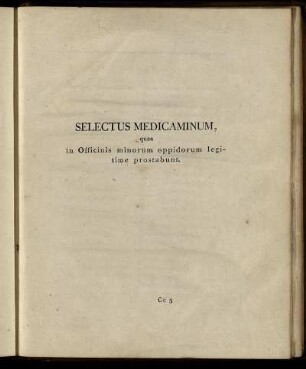 Selectus Medicaminum, ...