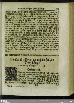 Am Sechsten Sonntage nach der heiligen Drey Könige