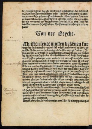 Von der Beycht. Christen leute mussen bekennen fur Got ...