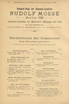 Verzeichniss der Inserenten